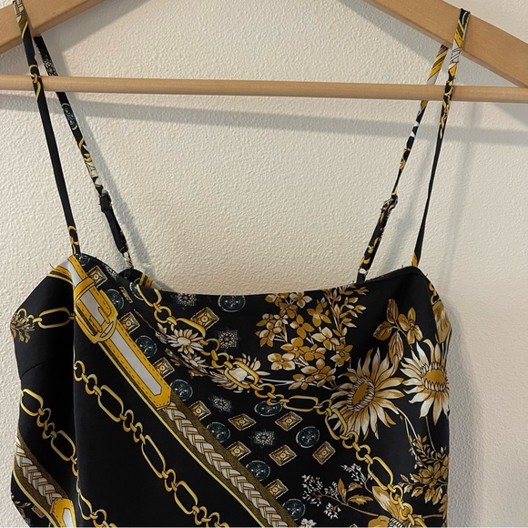 Princess Polly Novah Crop Top Handkerchief Black Gold Chain Floral Festival-4 - Picture 4 of 8